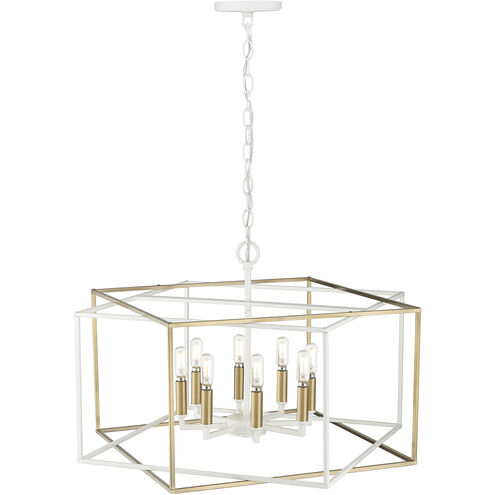 Lowe 8 Light 28 inch Matte White/Vintage Brass Pendant Ceiling Light